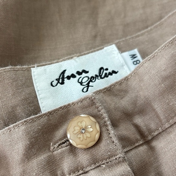 Ann Gerlin linen pants vintage sz US 18 tan - Picture 13 of 13